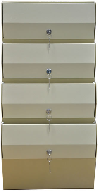 Вид впереди на почтовый ящик Компакт-4 Бежевый с оригинальными дверцами