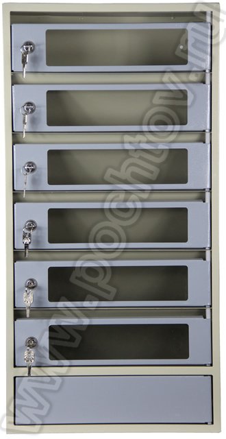 Почтовый ящик ШАП-6ВС Серый со стеклянными вставками в дверцах